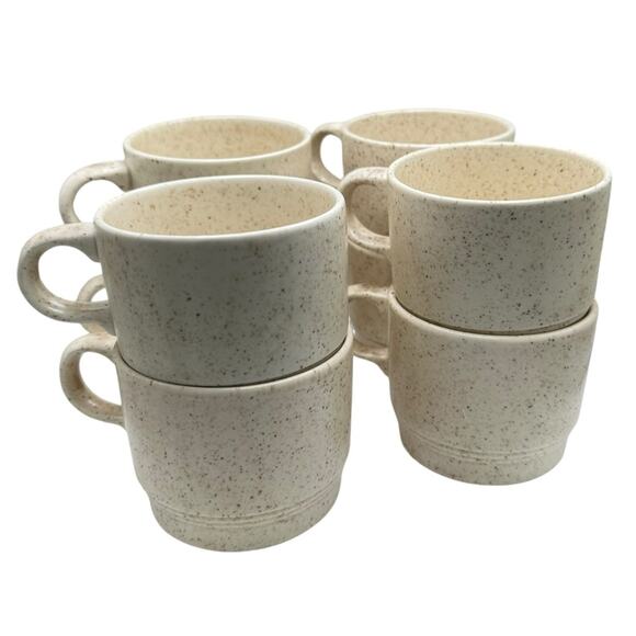 Vintage Homer Laughlin Ceramic Mugs MCM Speckled Set of 8 - Picture 1 of 7